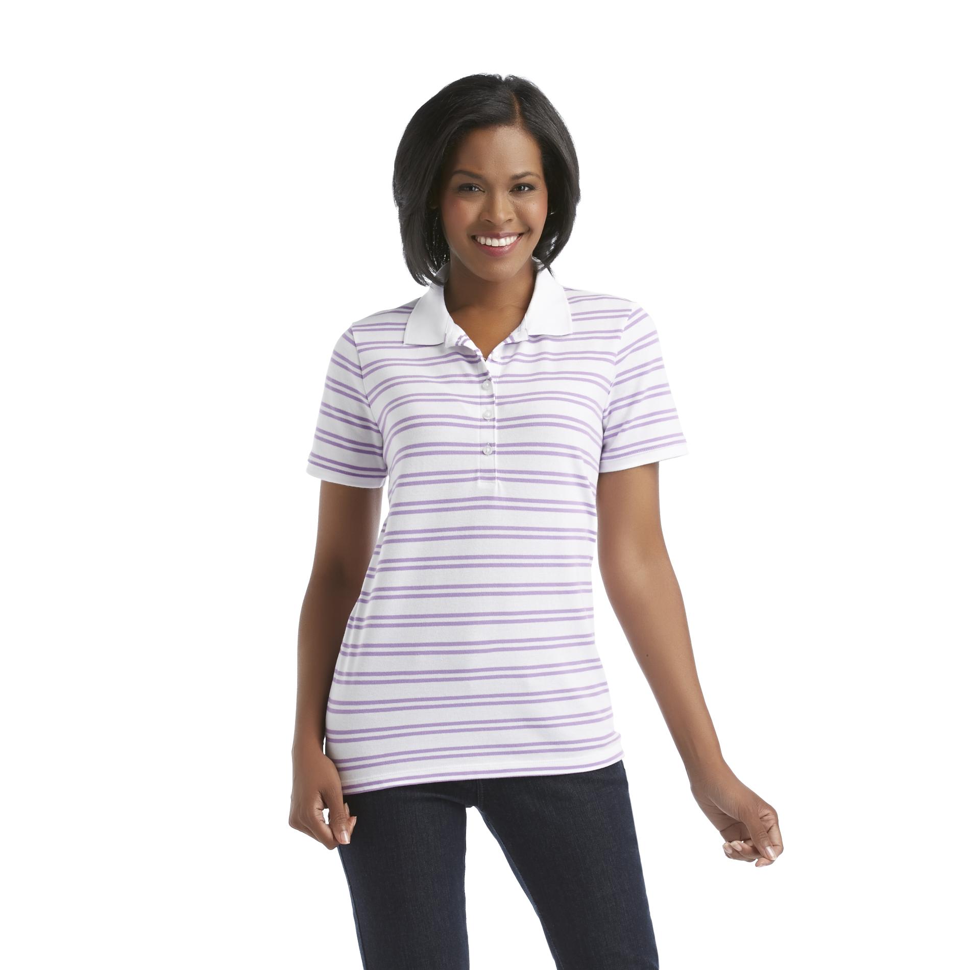 Laura Scott Women's Essential Comfort Polo Shirt - Striped
