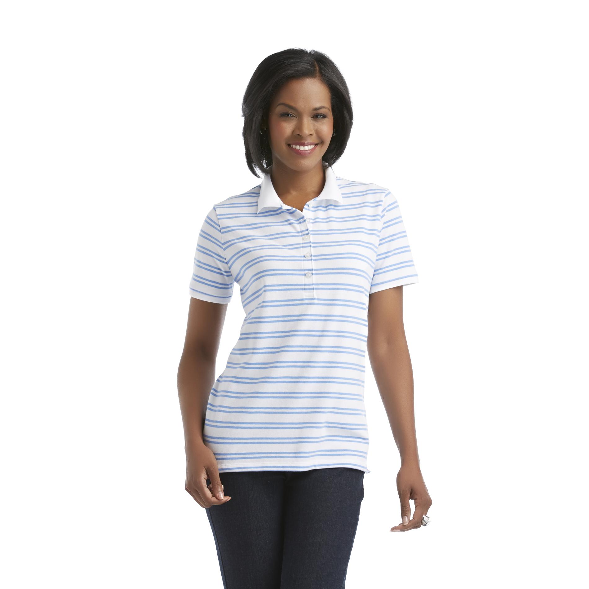 Laura Scott Women's Essential Comfort Polo Shirt - Striped