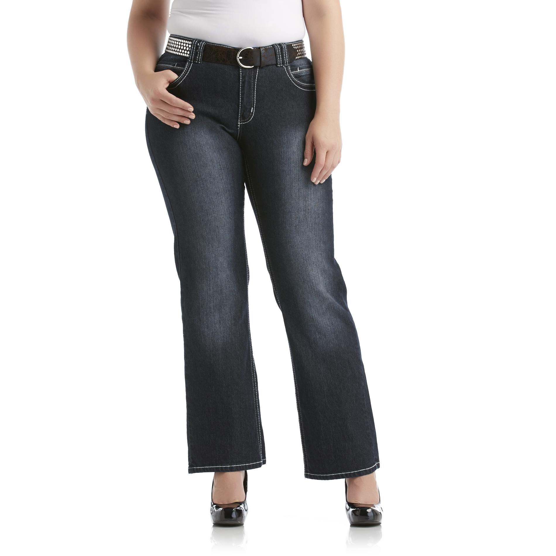 Angels Women's Plus Bootcut Jeans & Belt