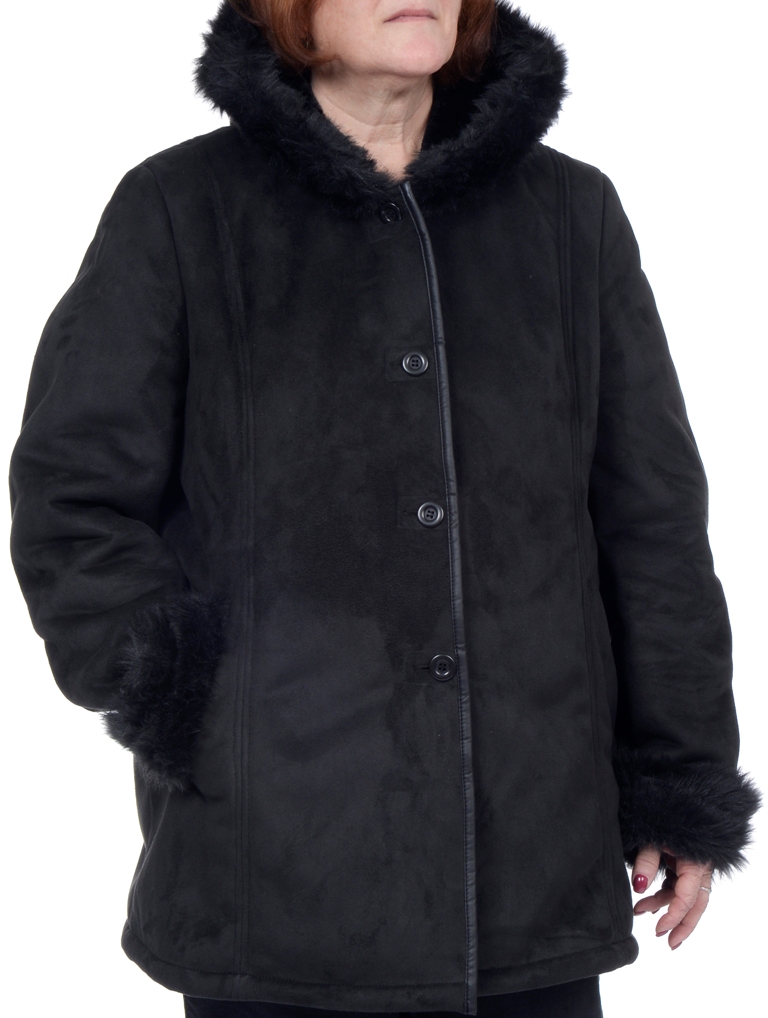 R&O Women's Plus Faux Shearling Fitted Scuba with Hood Coat - Online Exclusive