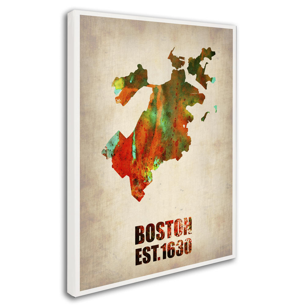Trademark Global Naxart 'Boston Watercolor Map' Canvas Art