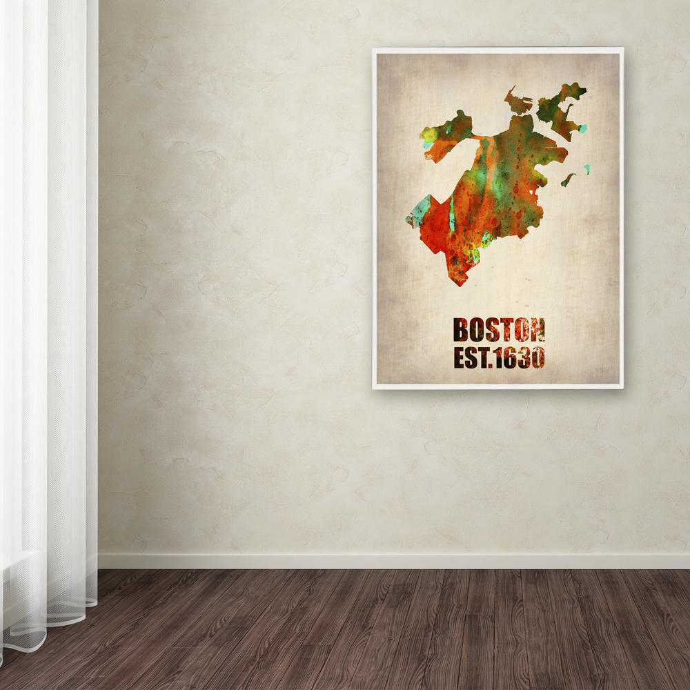 Trademark Global Naxart 'Boston Watercolor Map' Canvas Art