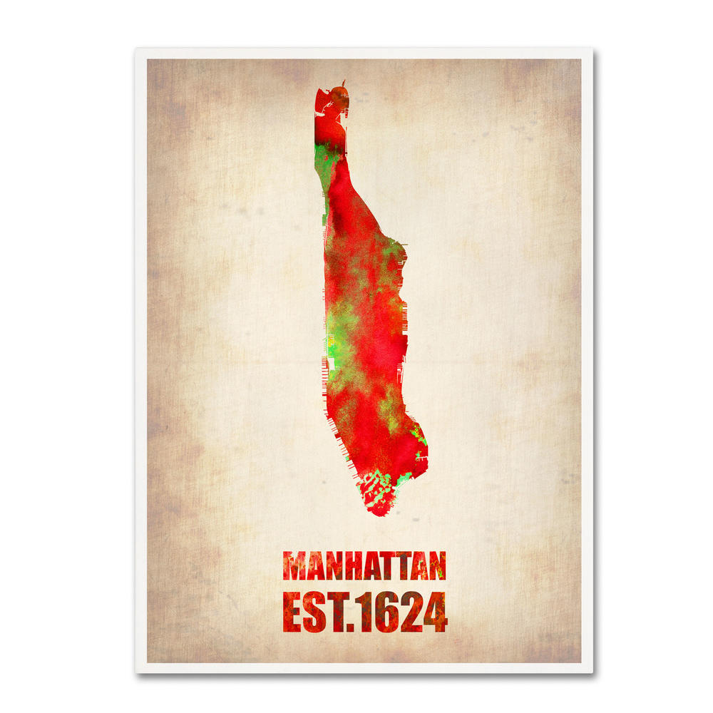 Trademark Global Naxart 'Manhattan Watercolor Map' Canvas Art