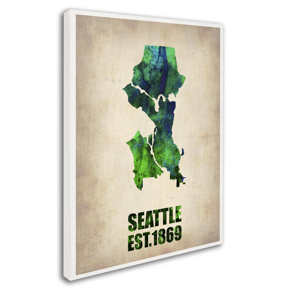 Trademark Global Naxart 'Seattle Watercolor Map' Canvas Art
