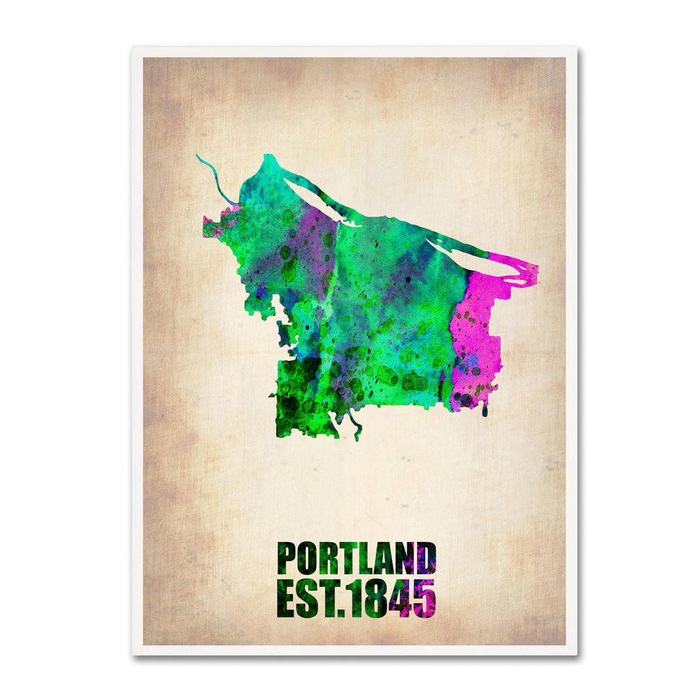 Trademark Global Naxart 'Portland Watercolor Map' Canvas Art