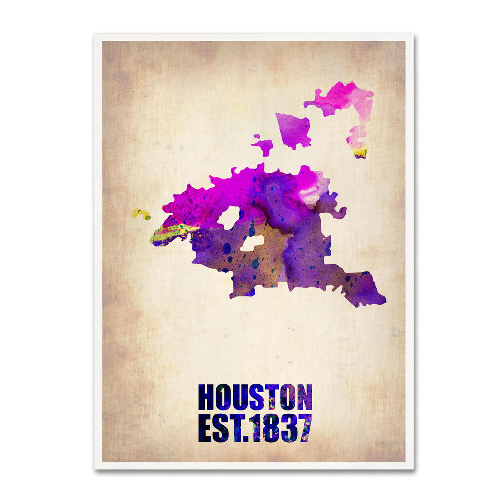 Trademark Global Naxart 'Houston Watercolor Map' Canvas Art
