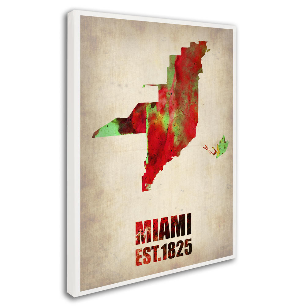Trademark Global Naxart 'Miami Watercolor Map' Canvas Art