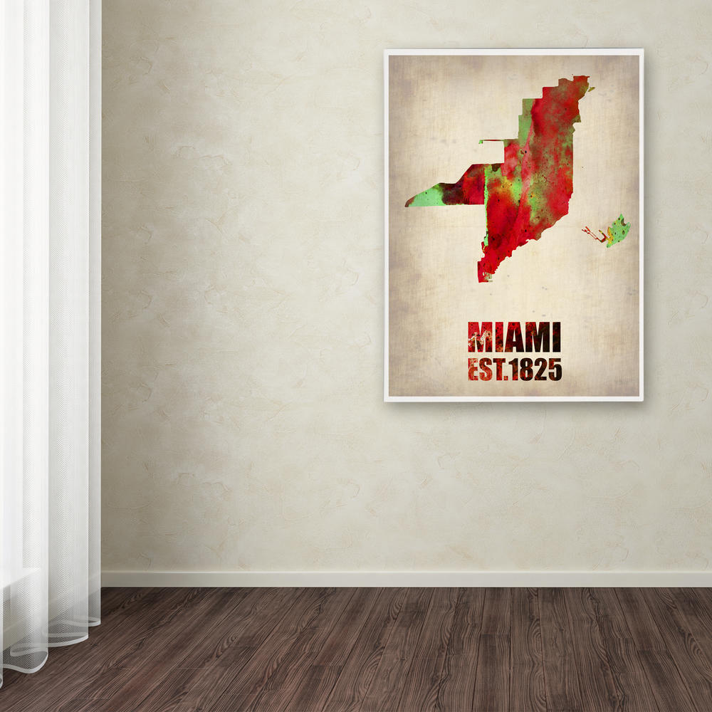 Trademark Global Naxart 'Miami Watercolor Map' Canvas Art