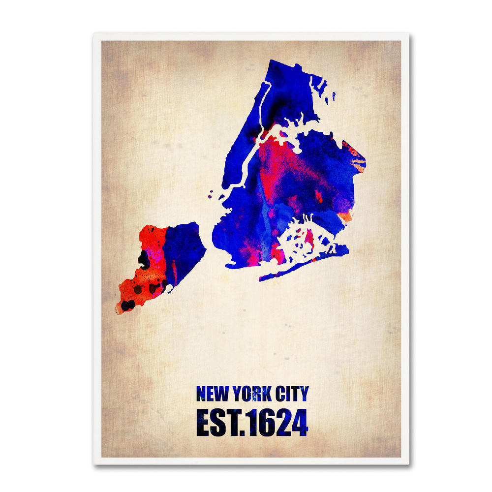 Trademark Global Naxart 'New York City Watercolor Map' Canvas Art
