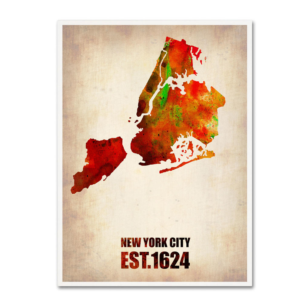 Trademark Global Naxart 'New York City Watercolor Map 2' Canvas Art