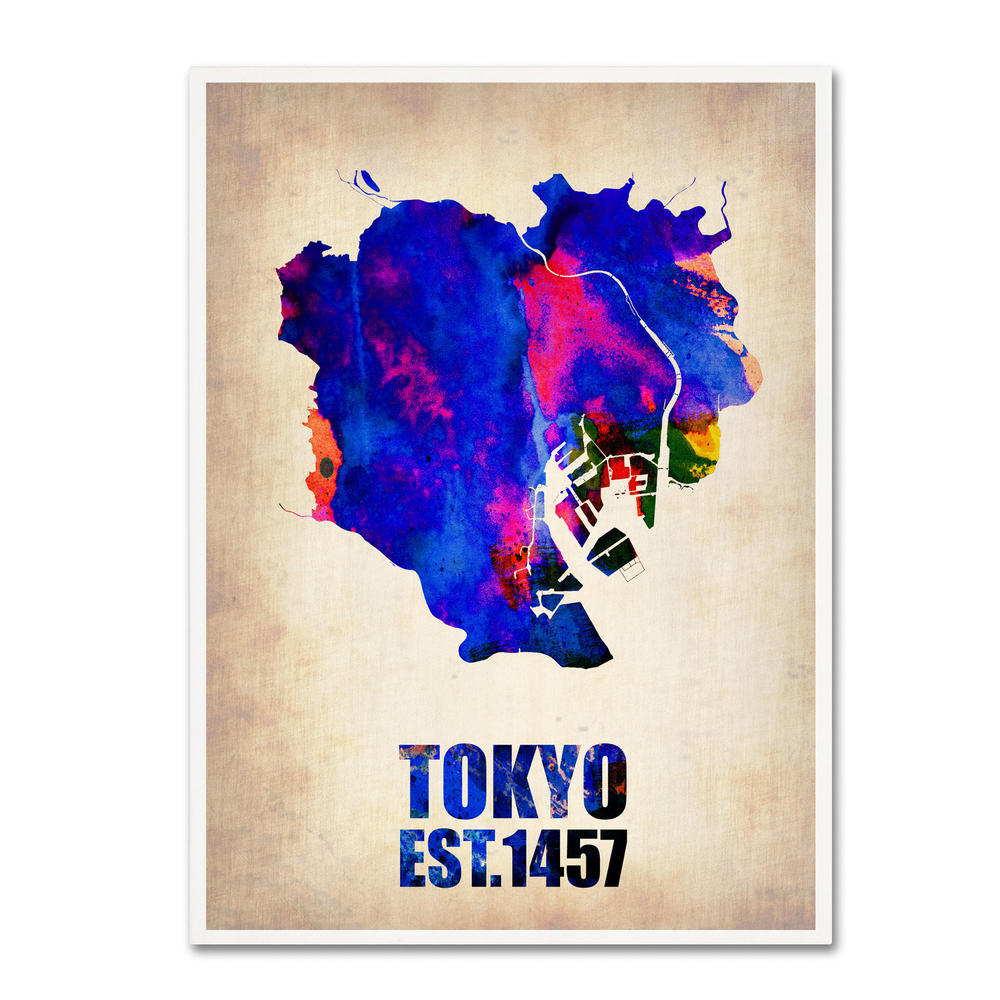 Trademark Global Naxart 'Tokyo Watercolor Map' Canvas Art