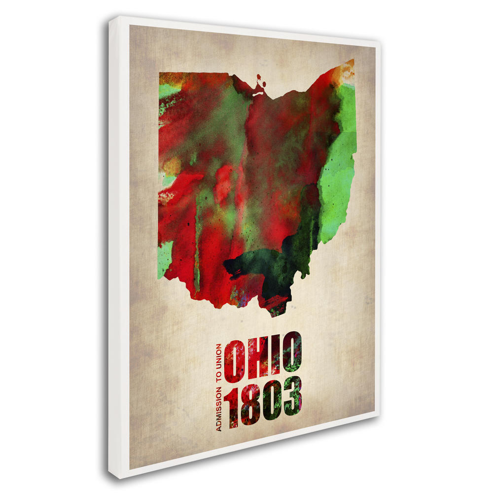 Trademark Global Naxart 'Ohio Watercolor Map' Canvas Art