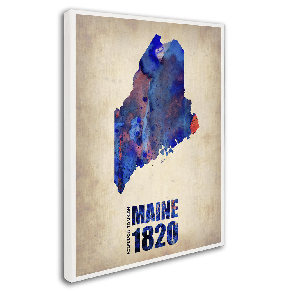 Trademark Global Naxart 'Maine Watercolor Map' Canvas Art