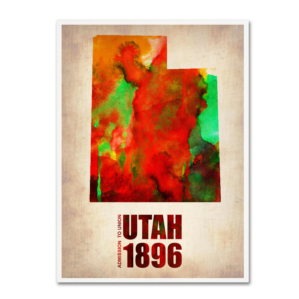 Trademark Global Naxart 'Utah Watercolor Map' Canvas Art