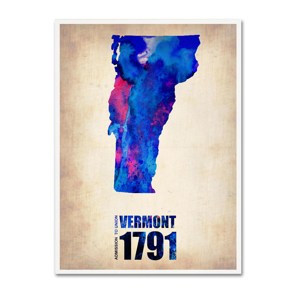Trademark Global Naxart 'Vermont Watercolor Map' Canvas Art