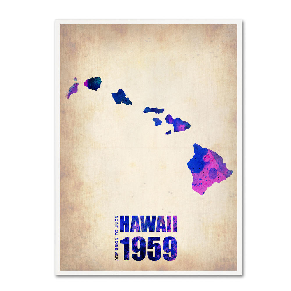 Trademark Global Naxart 'Hawaii Watercolor Map' Canvas Art