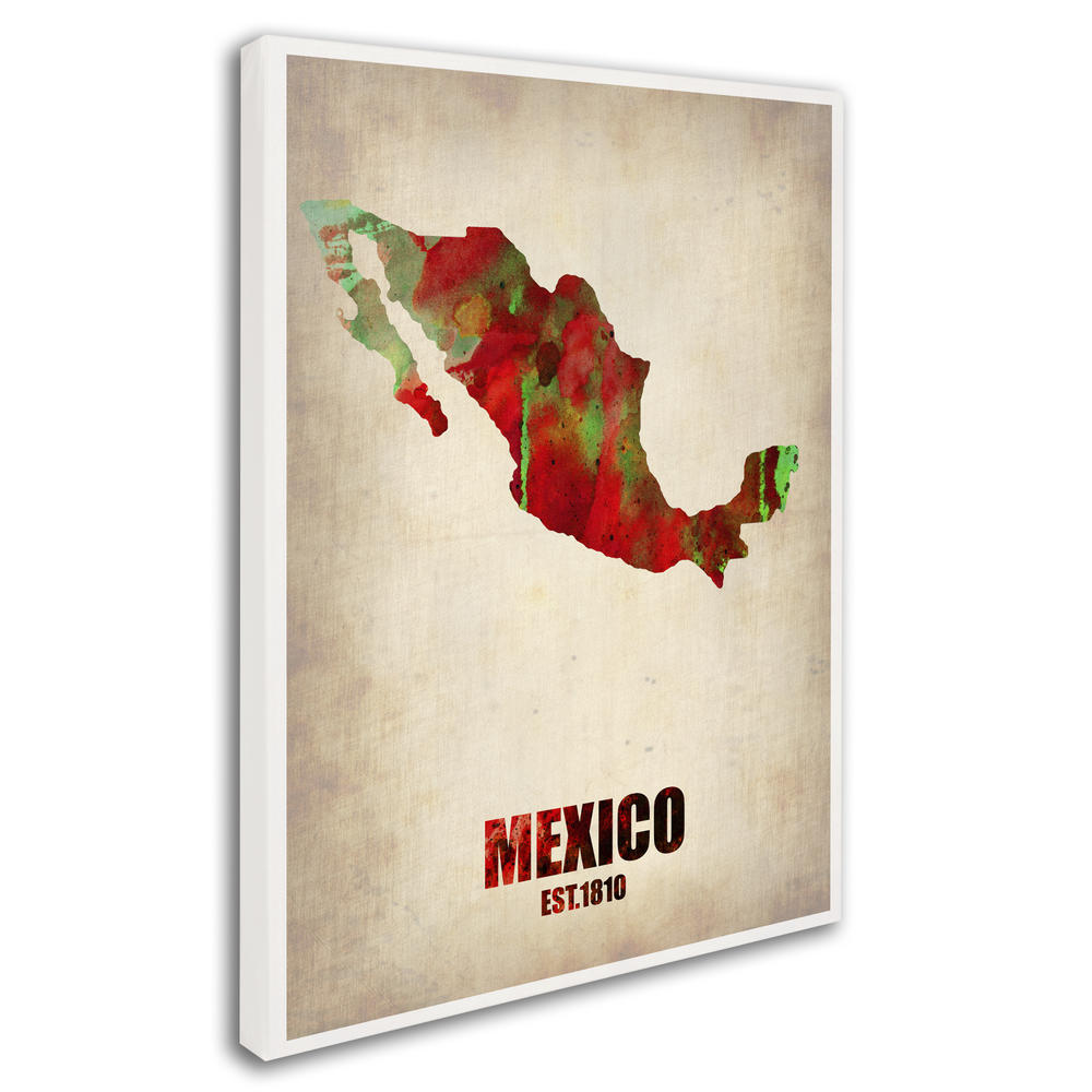 Trademark Global Naxart 'Mexico Watercolor Map' Canvas Art