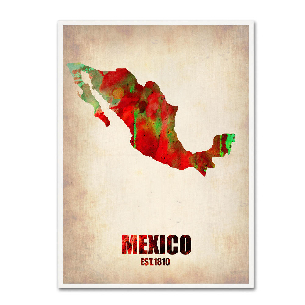 Trademark Global Naxart 'Mexico Watercolor Map' Canvas Art