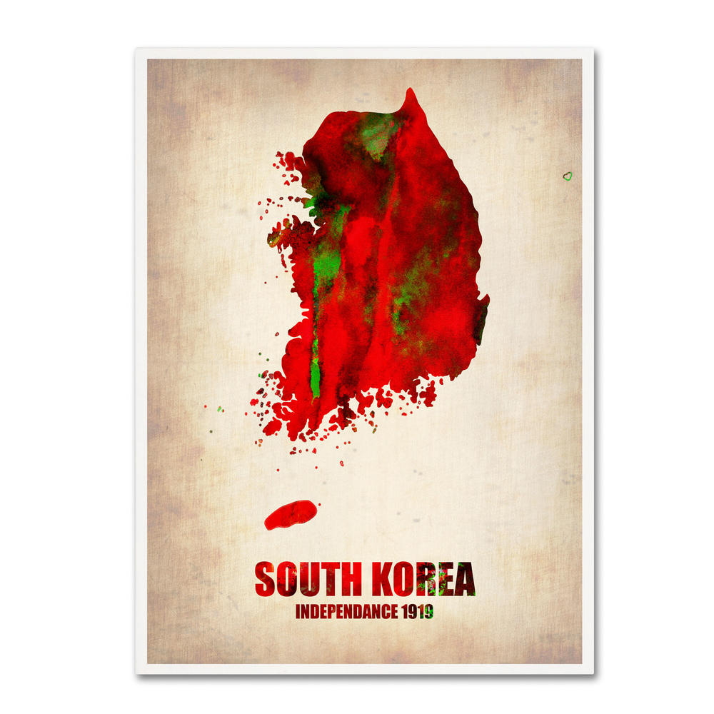 Trademark Global Naxart 'South Korea Watercolor Map' Canvas Art