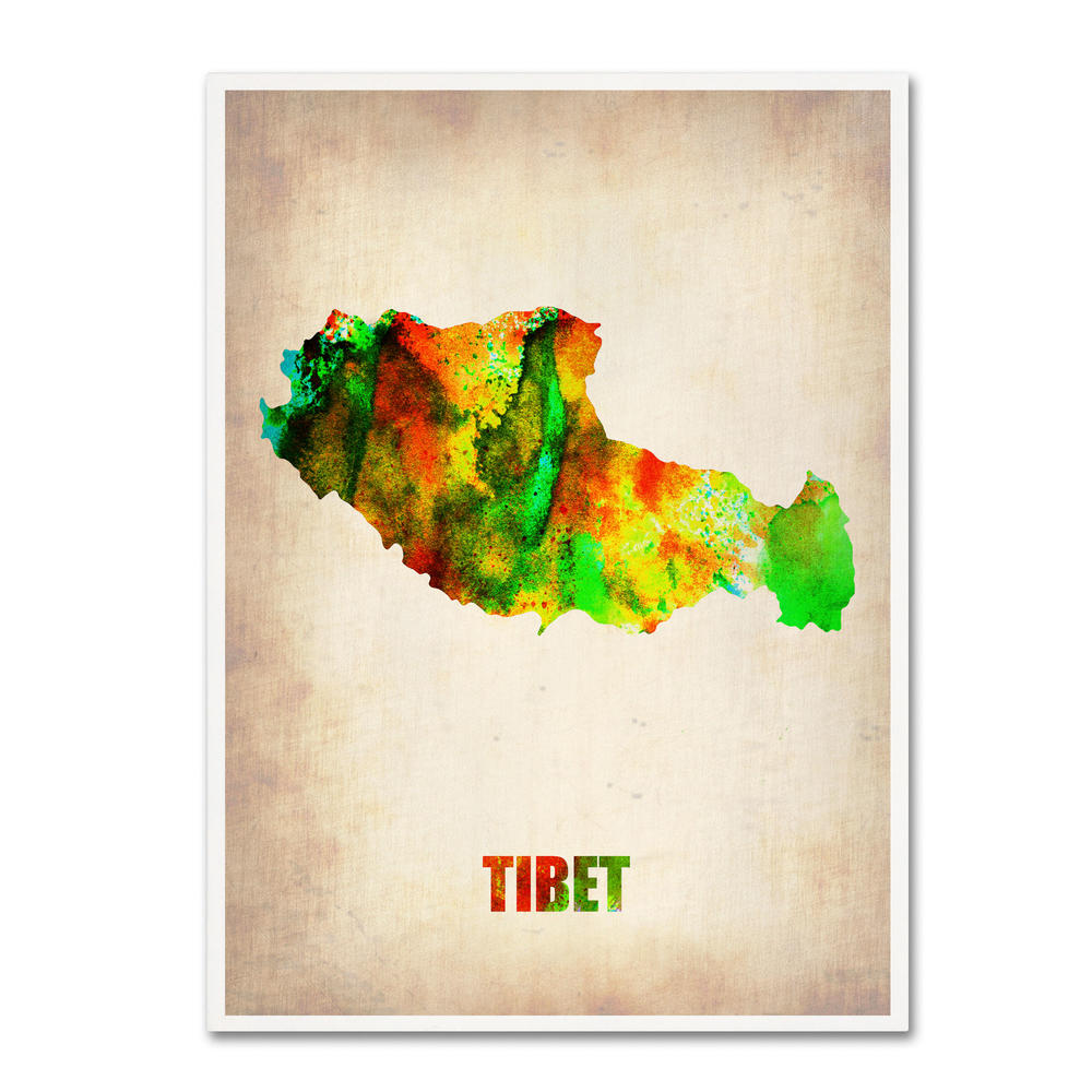 Trademark Global Naxart 'Tibet Watercolor Map' Canvas Art