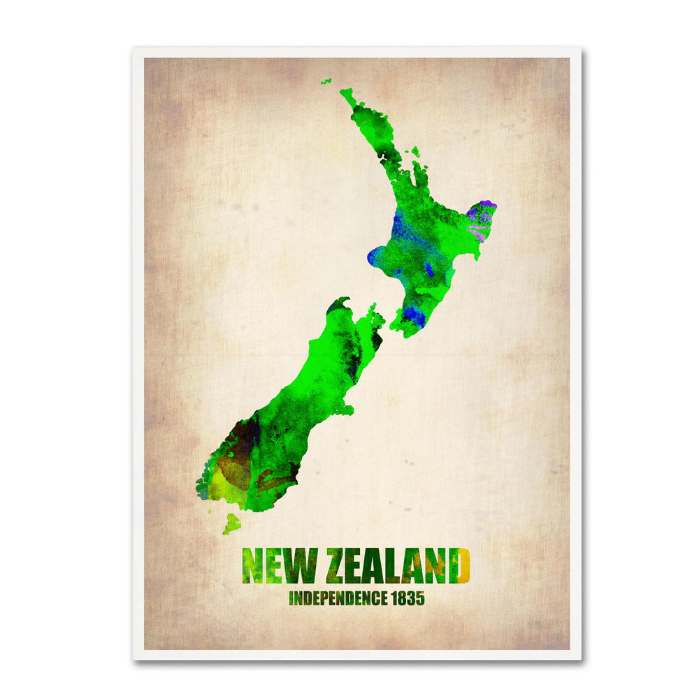Trademark Global Naxart 'New Zealand Watercolor Map' Canvas Art