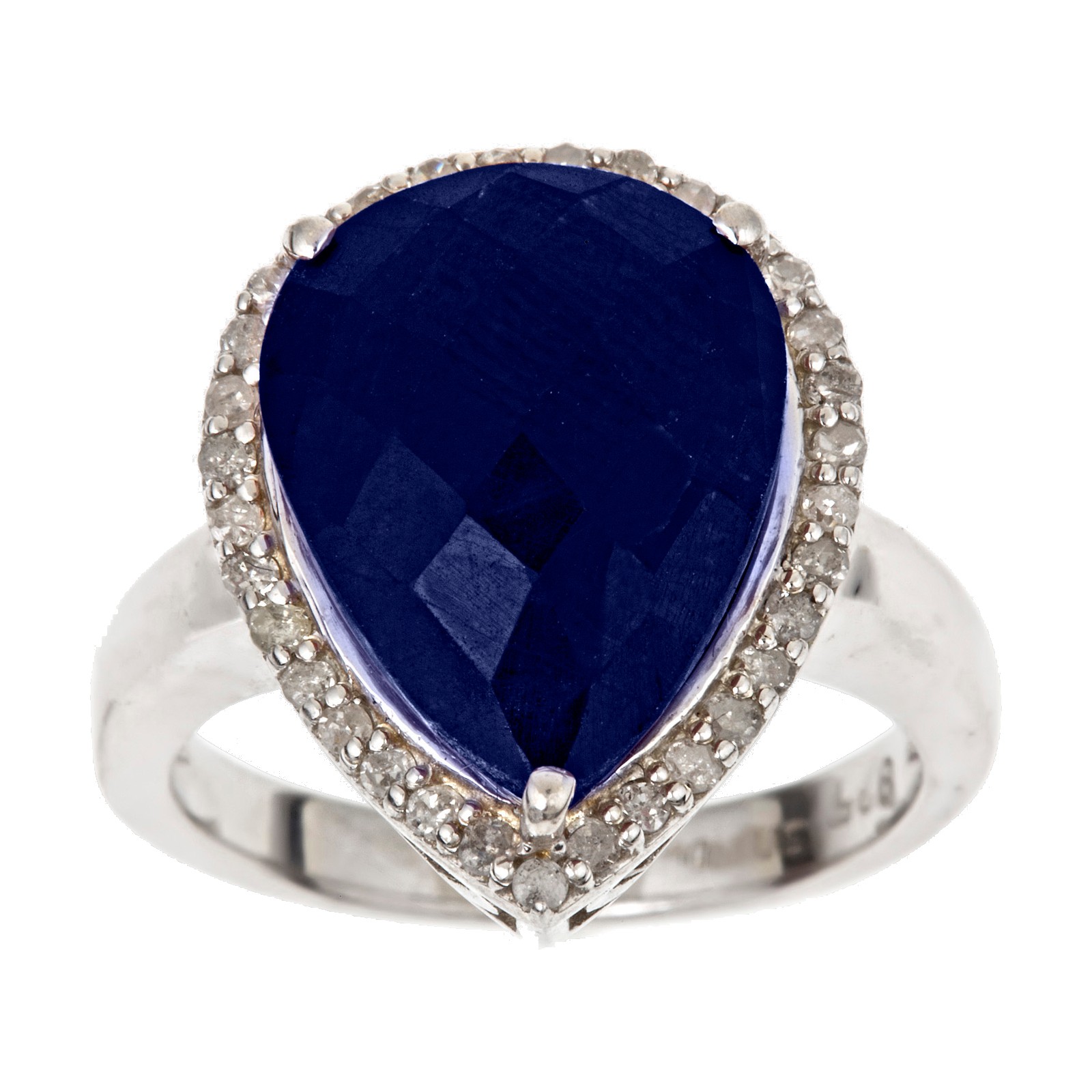 Ladies Sterling Silver Opaque Sapphire and .30cttw Diamond Ring