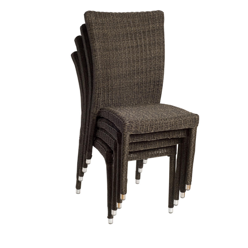 Atlantic Bari 4 Piece Distressed Grey Synthetic Wicker Patio Chair Set