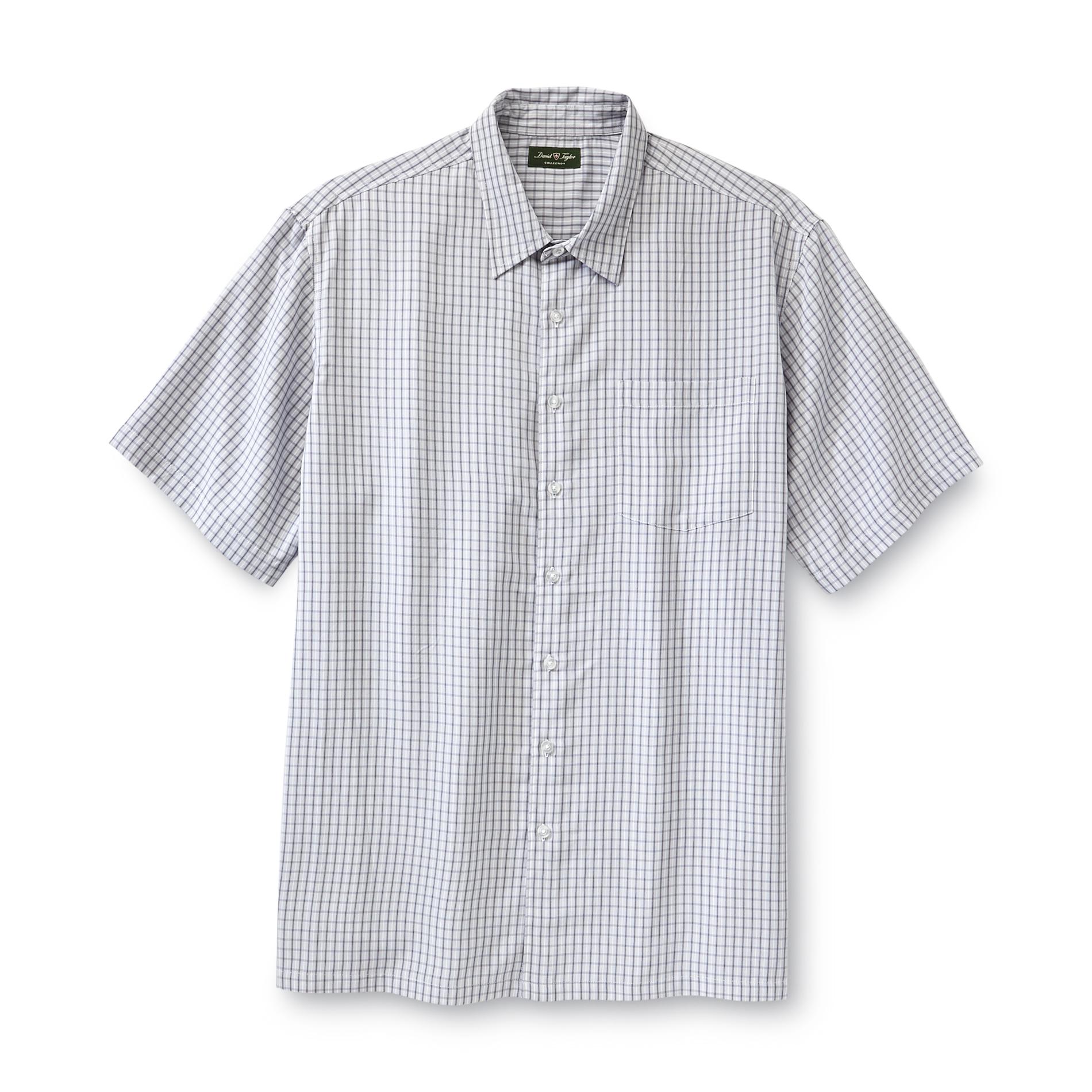 David Taylor Collection Men's Big & Tall Microfiber Dress Shirt - Checkered