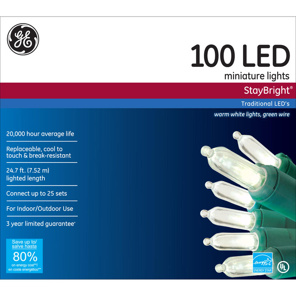 GE StayBright LED 100 CtLED Christmas Light Set - Warm White
