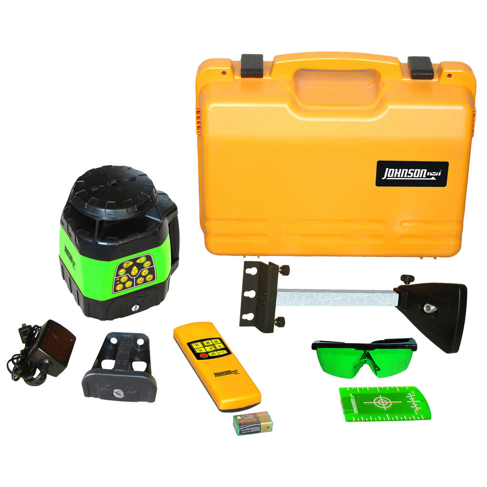 Johnson Level Electronic Self-Leveling Horizontal & Vertical Rotary Laser Kit with GreenBrite Technology