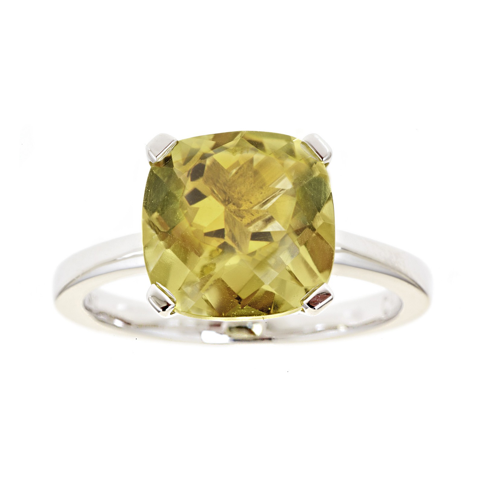 Ladies Sterling Silver Lime Quartz Solitaire Ring