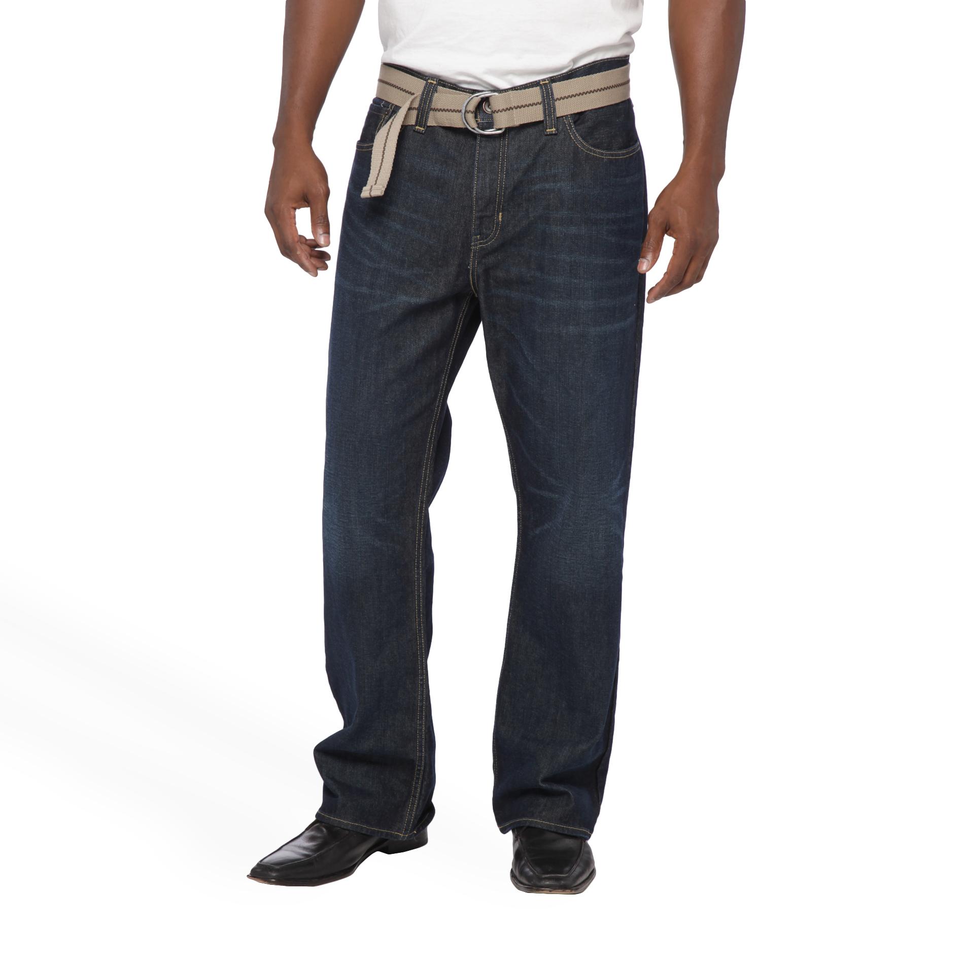 Roebuck & Co. Men's Slim Straight Belted Jeans