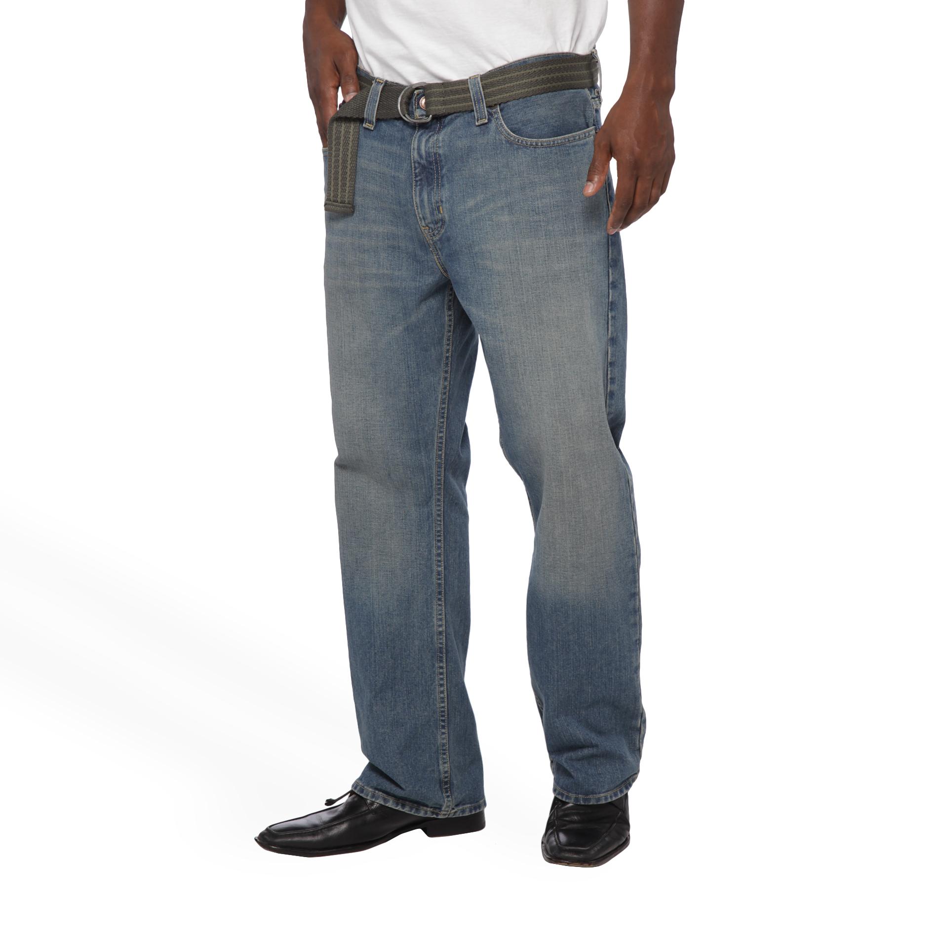 Roebuck & Co. Men's Slim Straight Belted Jeans