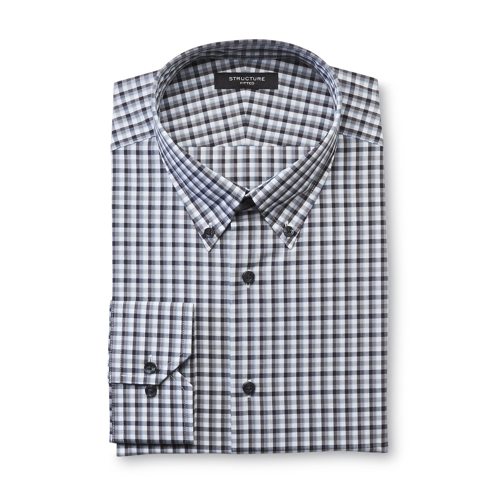 Structure Men's Fitted Wrinkle Free Dress Shirt - Check Pattern