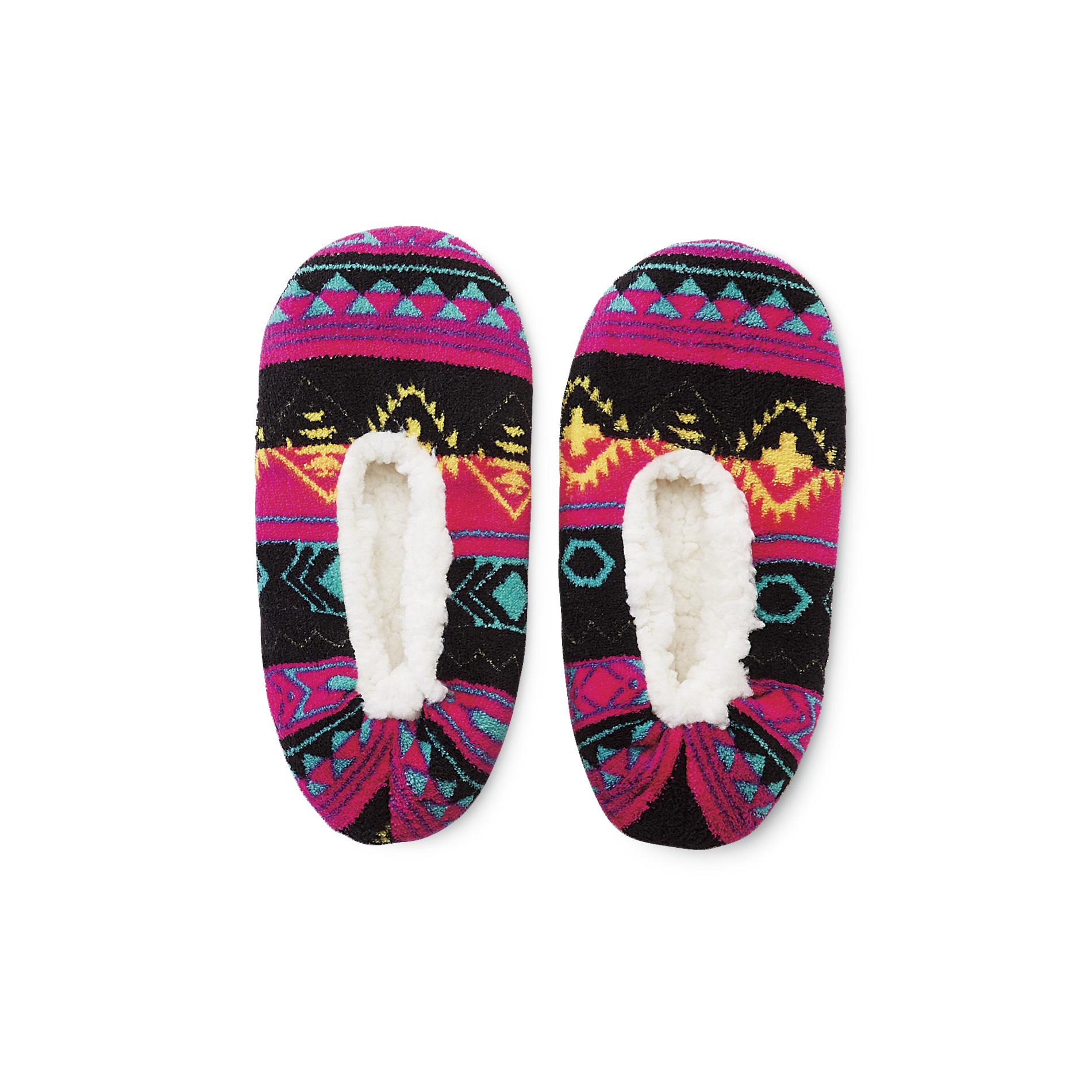 Joe Boxer Women's Plush Slipper Socks - Tribal Pattern