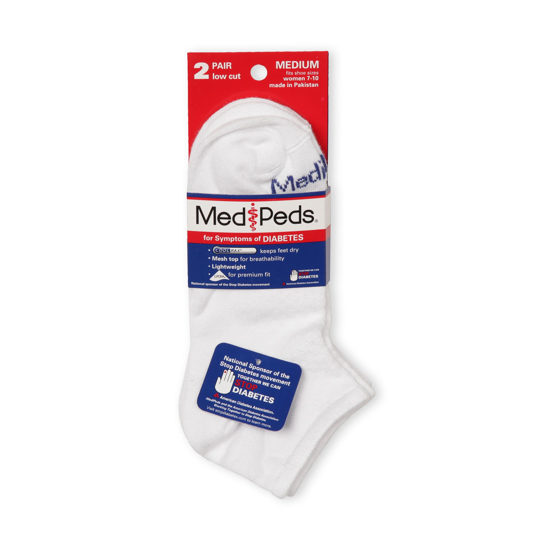 MediPeds Men's 2 Pairs LowCut Mesh Top Socks