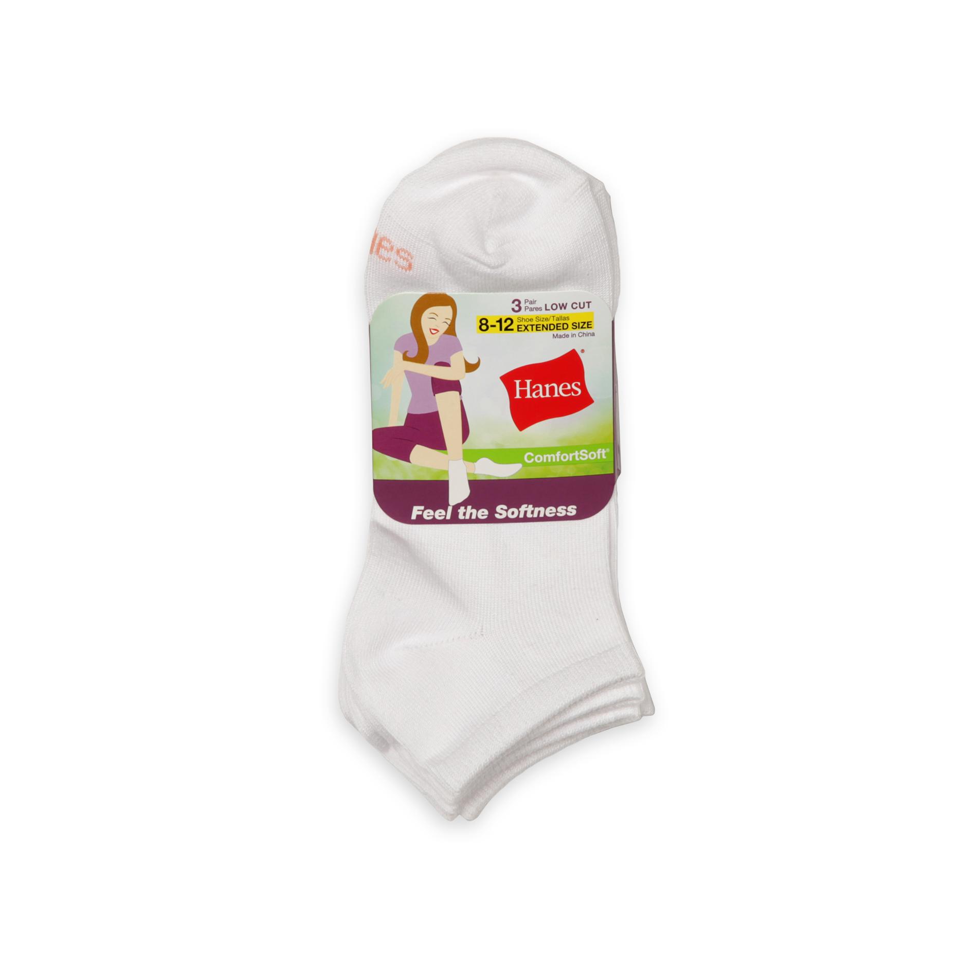 Hanes Women's 3 Pairs Low-Cut Socks - Extended Size