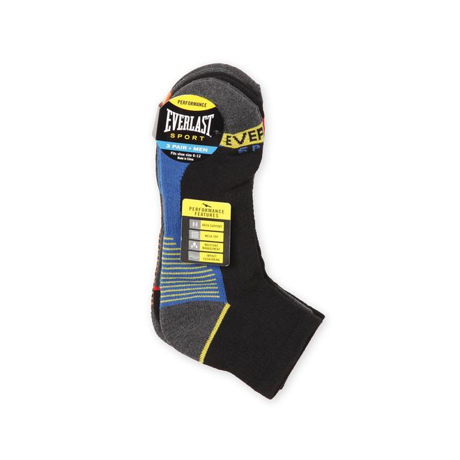 Everlast® Sport Men's 3 Pairs Ankle Height Performance Socks