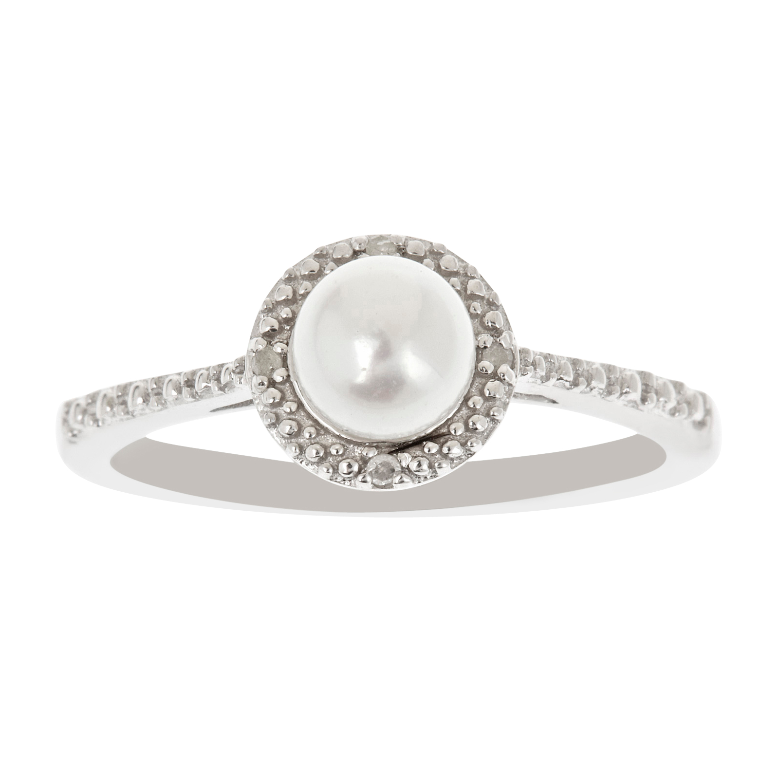 New York City Diamond District Ladies Sterling Silver White Pearl and