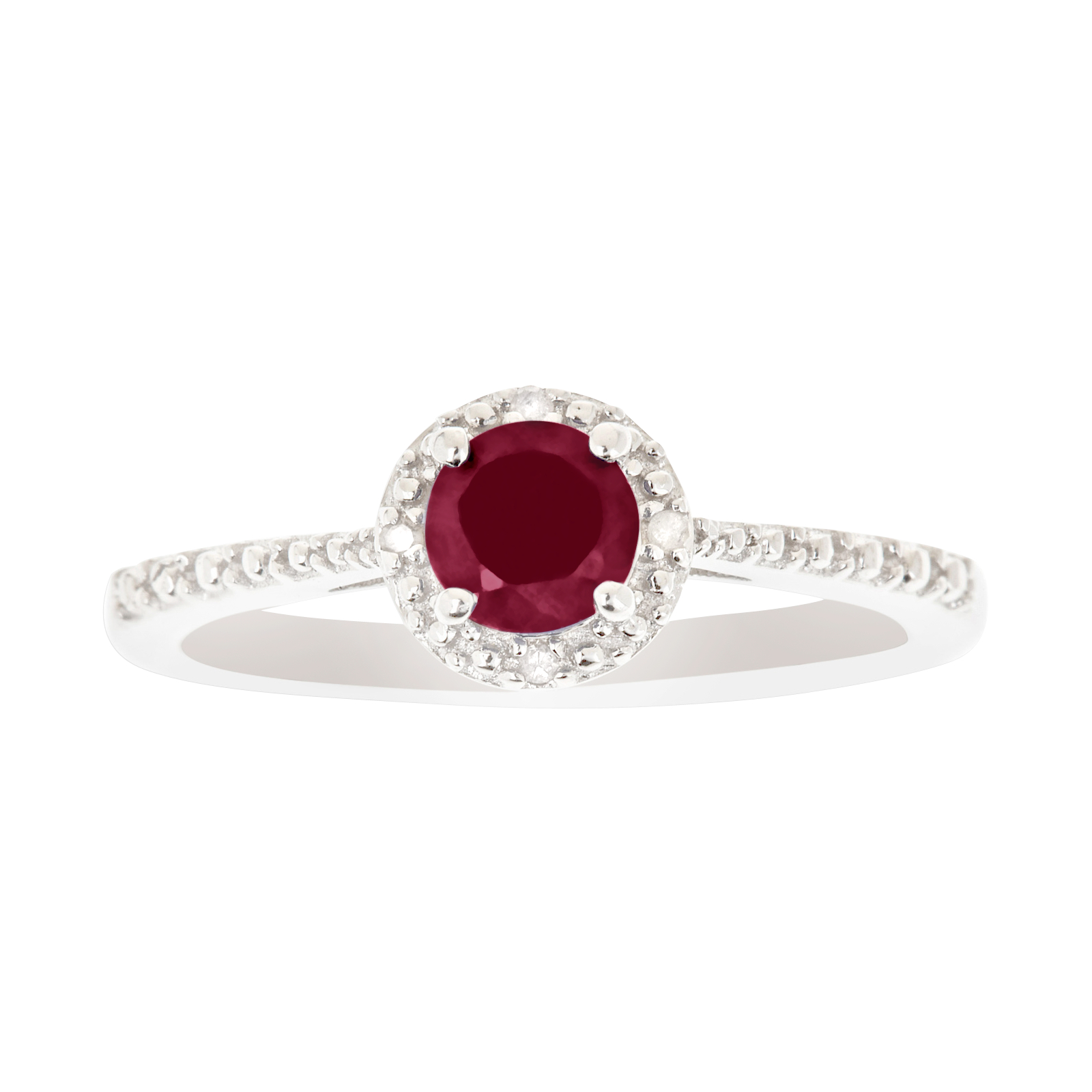 New York City Diamond District Ladies Sterling Silver Ruby and Diamond