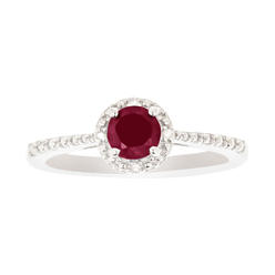 New York City Diamond District Ladies Sterling Silver Ruby and Diamond Accent Ring