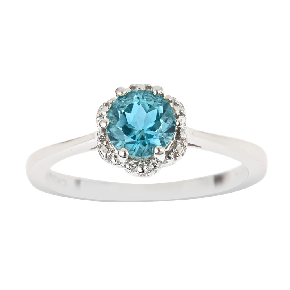 Ladies Sterling Silver 1 cttw Blue Topaz Ring