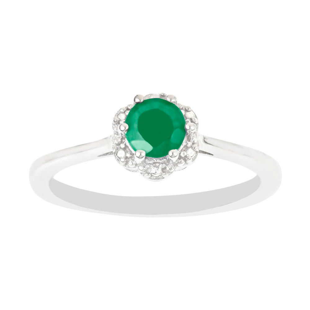 Ladies Sterling Silver 0.48 cttw Emerald Ring