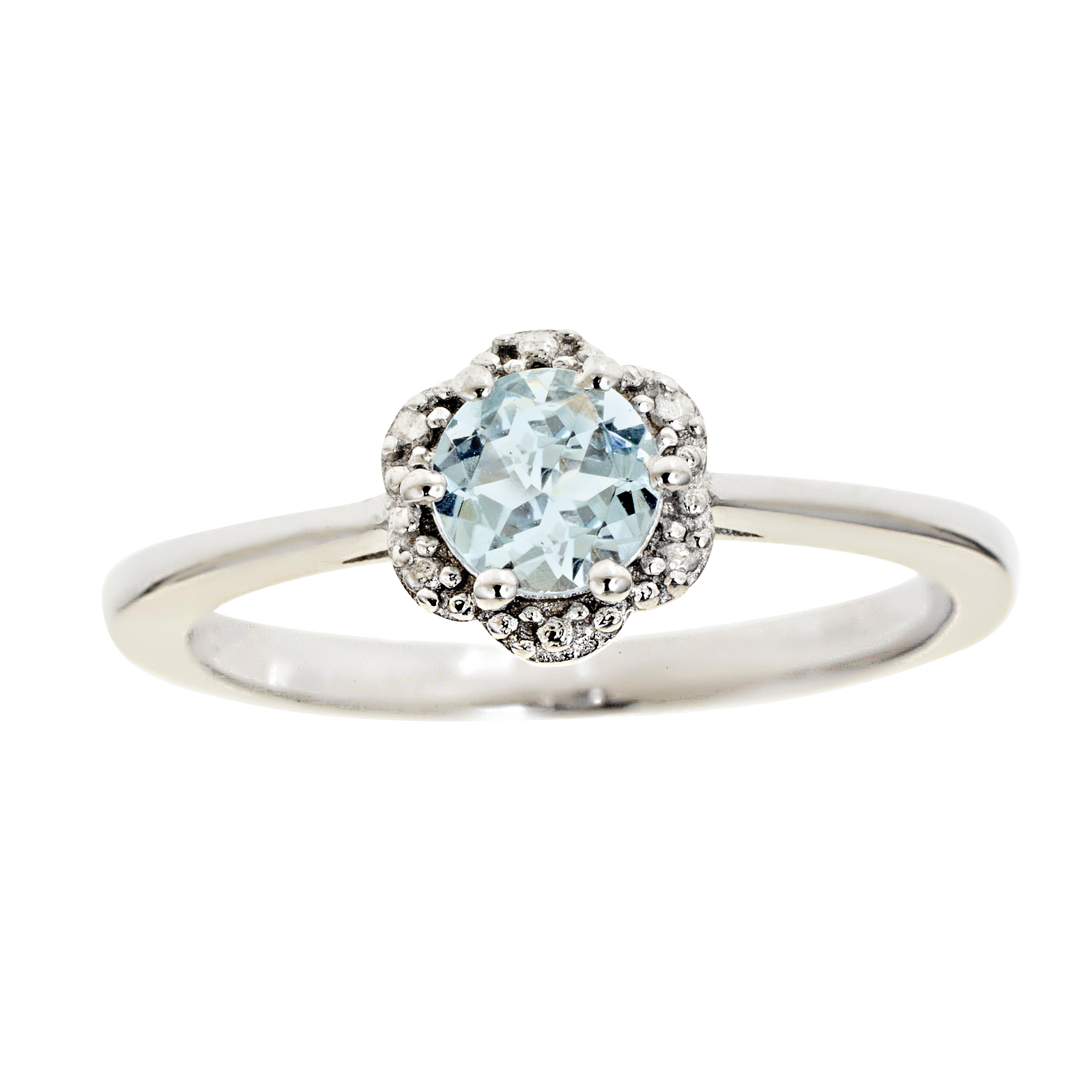 Ladies Sterling Silver Aquamarine Ring