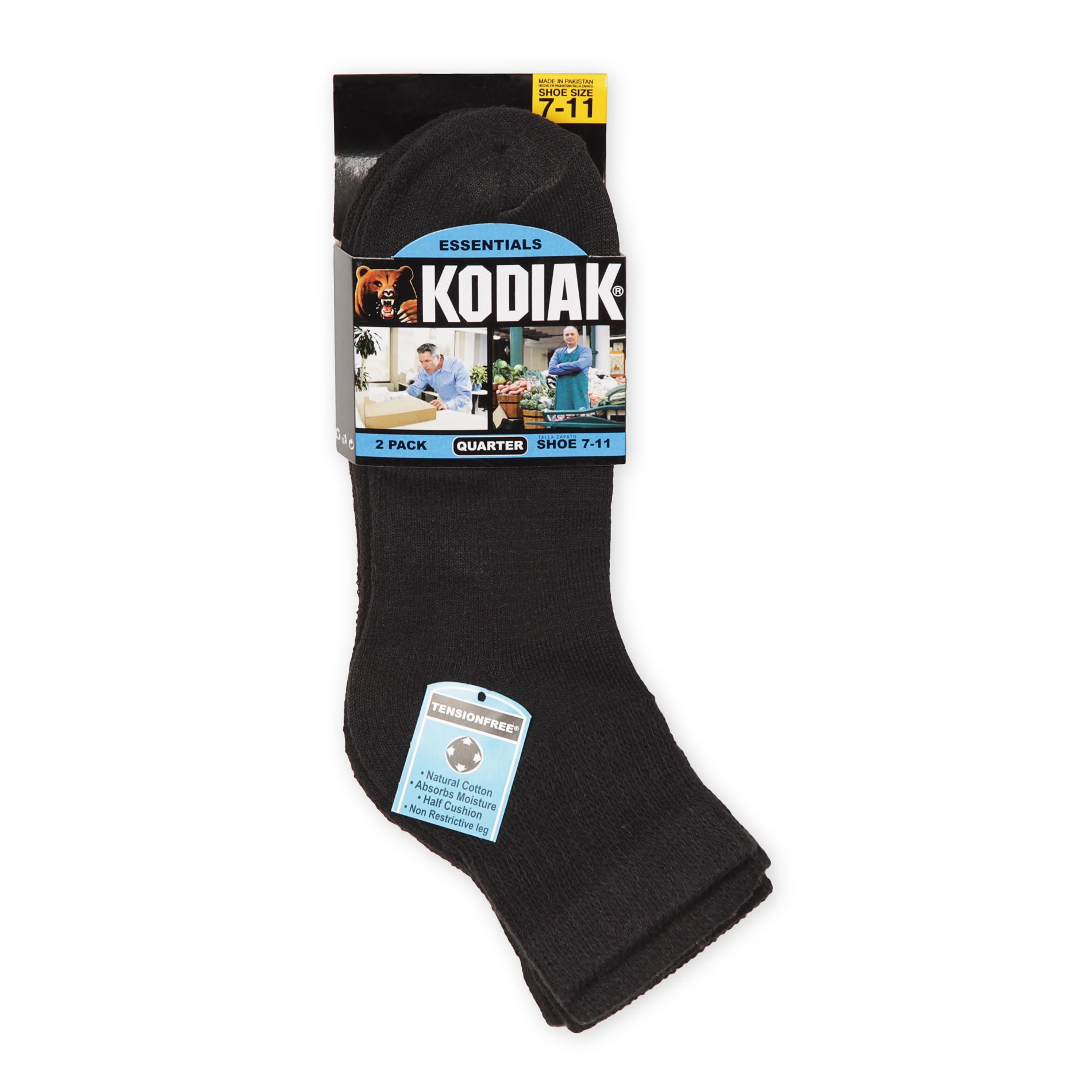 Kodiak Men's 2-Pairs Tension-Free Quarter Socks