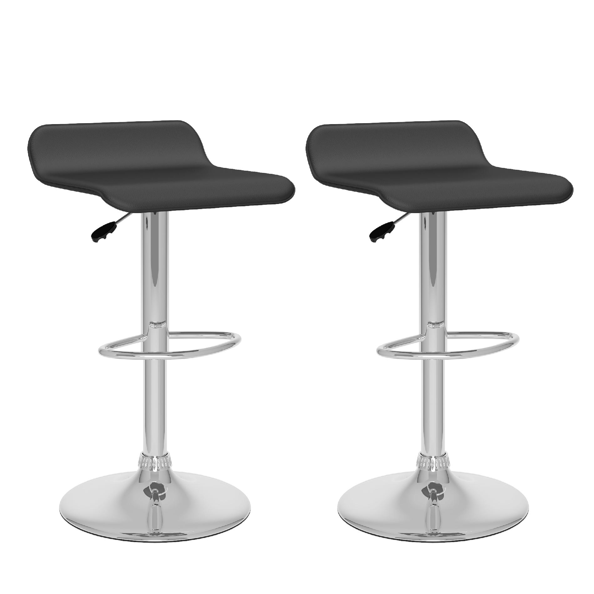 CorLiving Curved Adjustable Bar Stool, set of 2, Black Leatherette CorLiving Curved Adjustable Bar Stool, set of 2, Black Leatherette