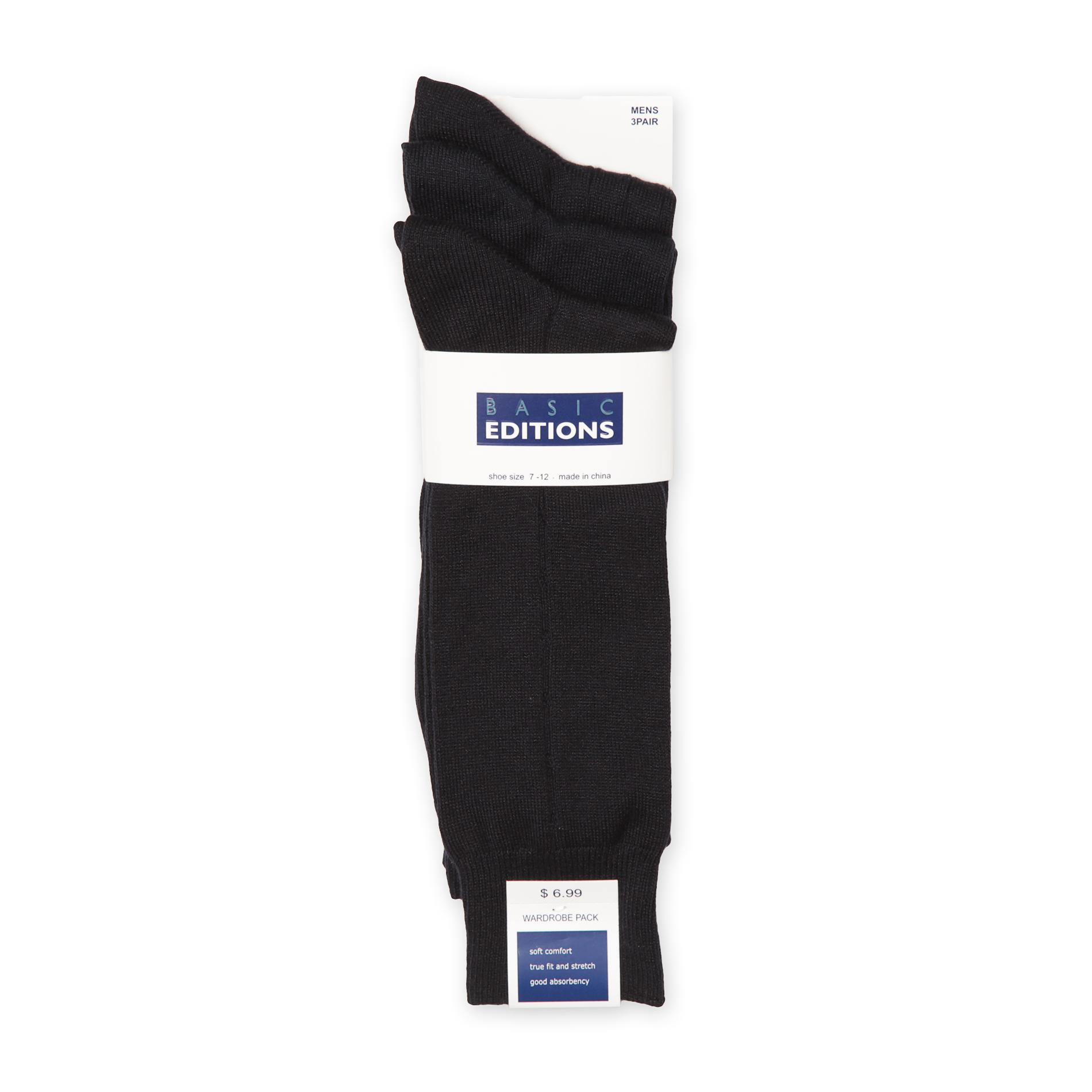 Basic Editions Men's 3-Pairs Dress Socks
