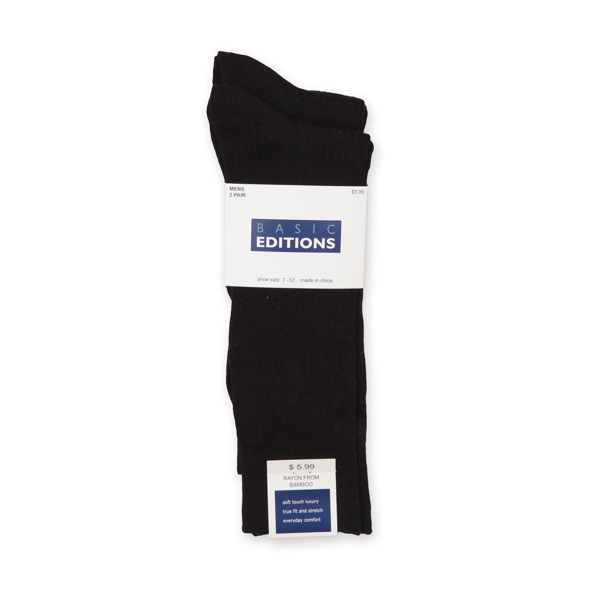 Basic Editions Men's 2-Pairs Dress Socks