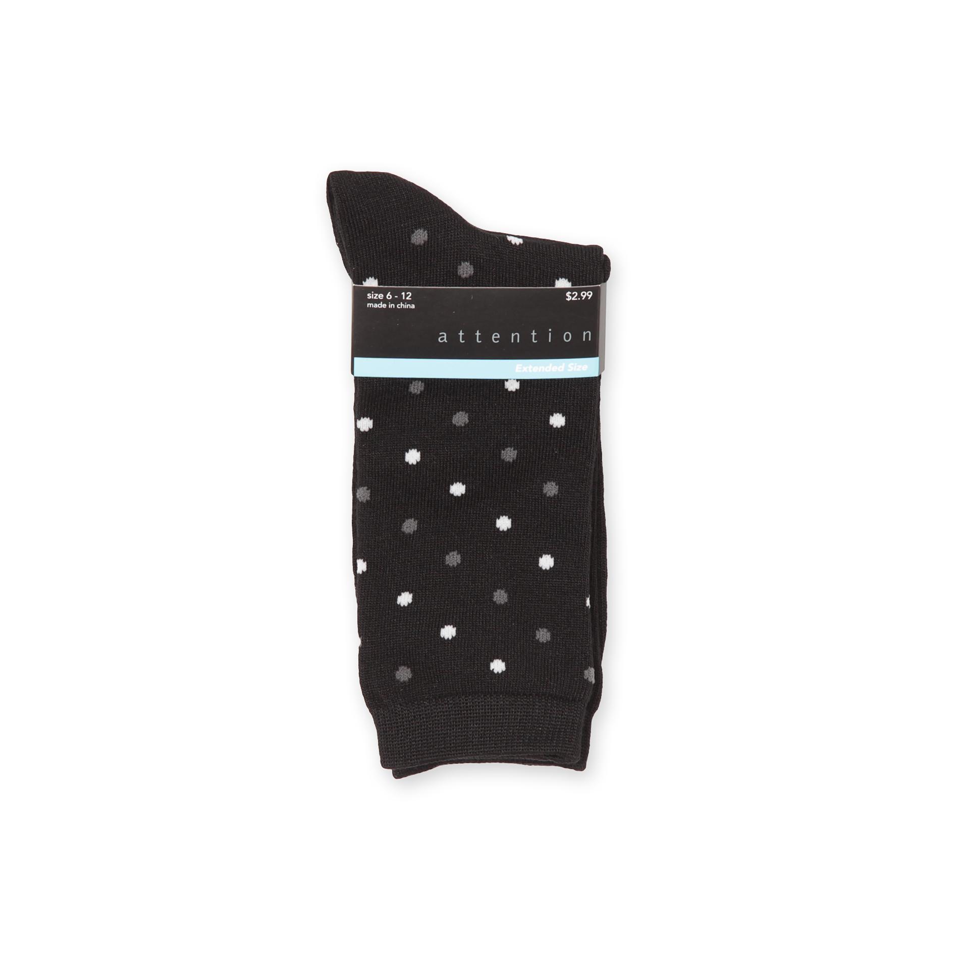 Attention Women's Extended-Size Microfiber Dress Socks - Polka Dots