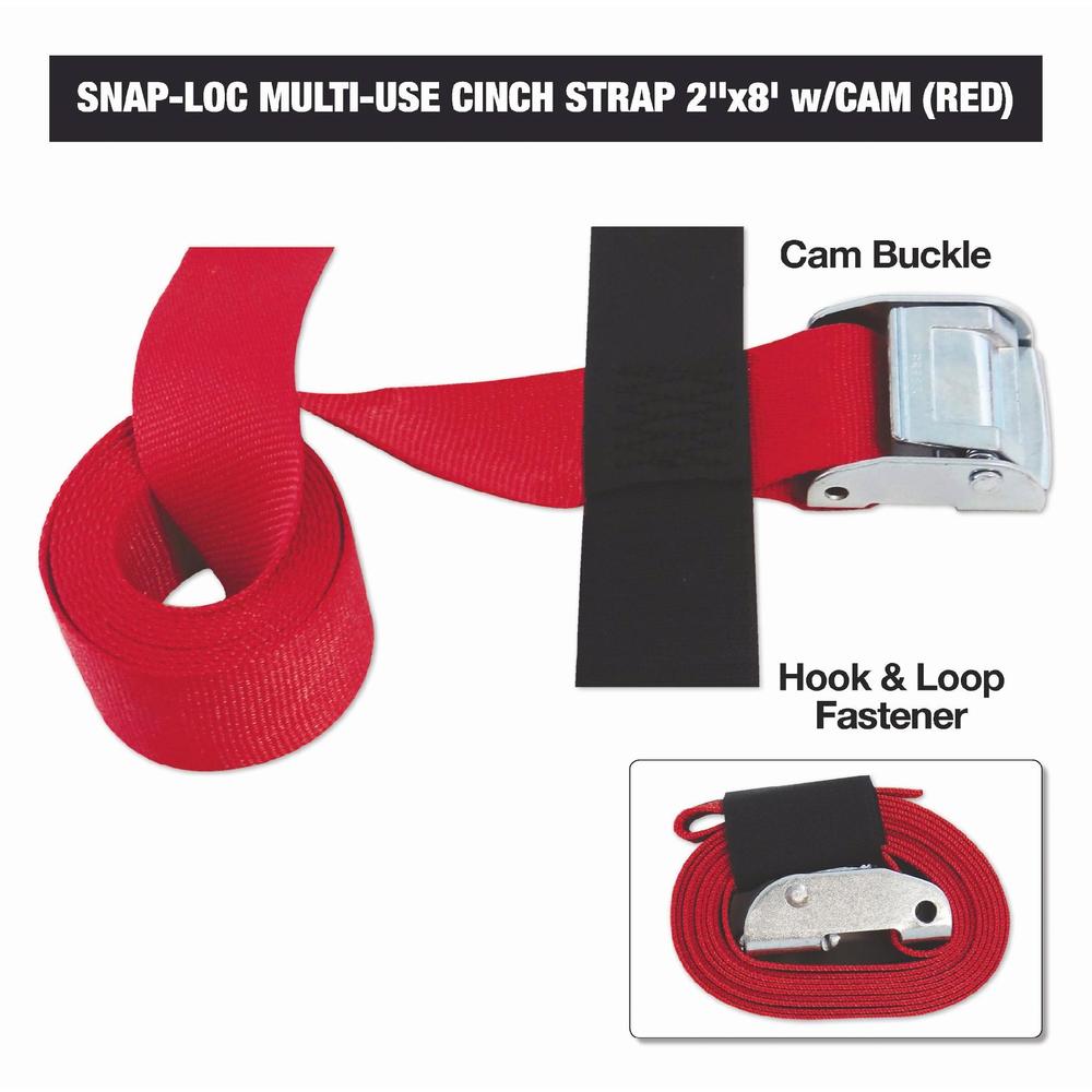 Snap-Loc CINCH STRAP 2"x8' CAM (USA!) with Hook & Loop Storage Fastener